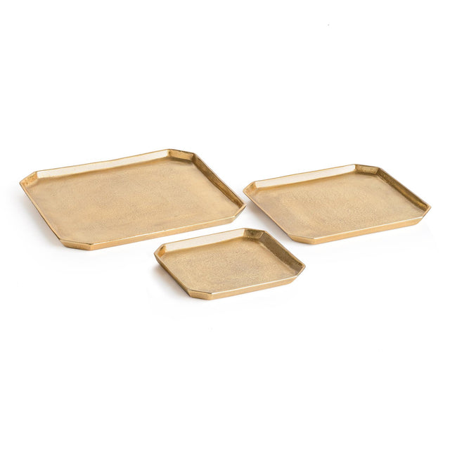 Napa Gold DEZI SQUARE SERVING TRAYS, SET OF 3