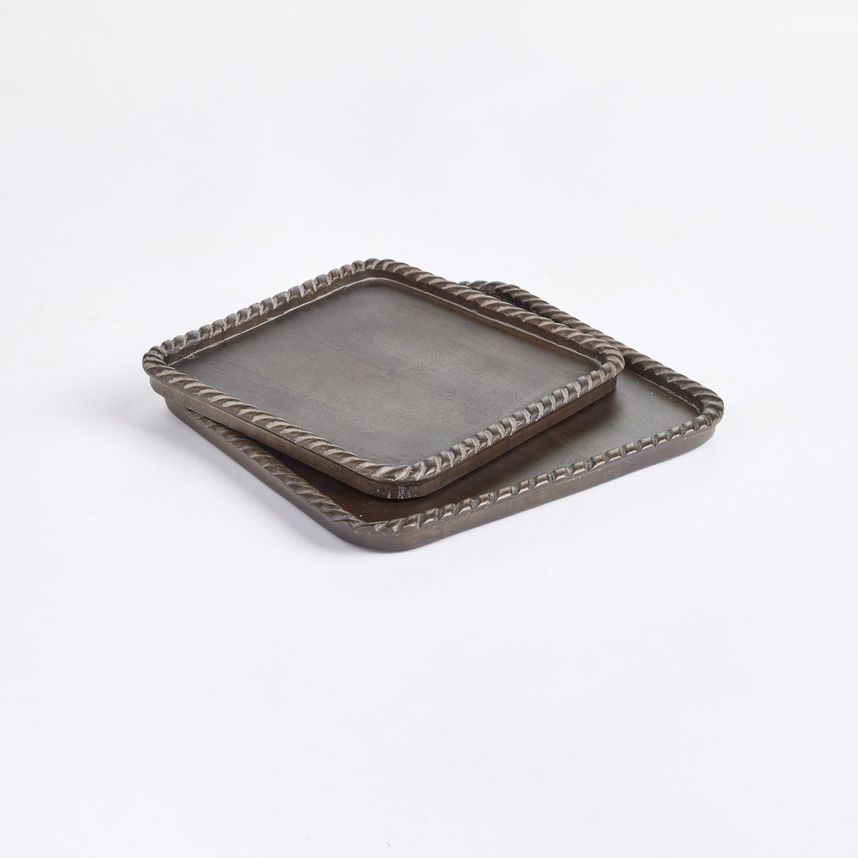 Napa Washed Black LANGLEY SQUARE TRAYS, SET OF 2