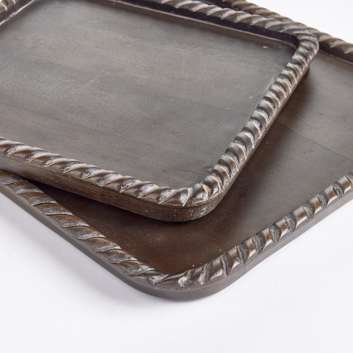 Napa Washed Black LANGLEY SQUARE TRAYS, SET OF 2