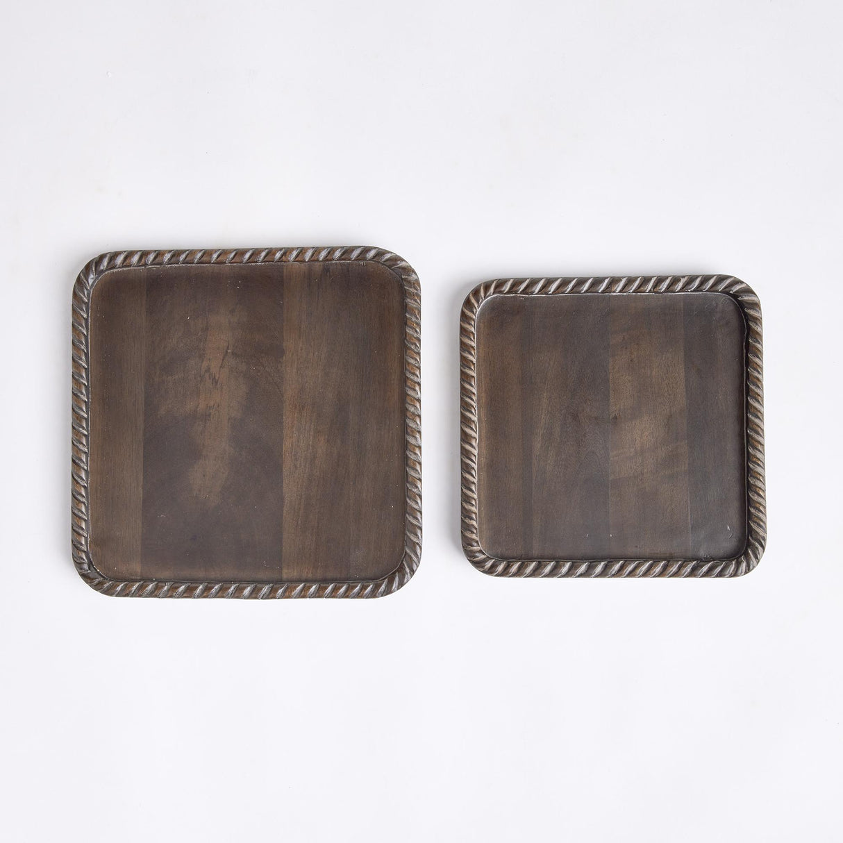 Napa Washed Black LANGLEY SQUARE TRAYS, SET OF 2