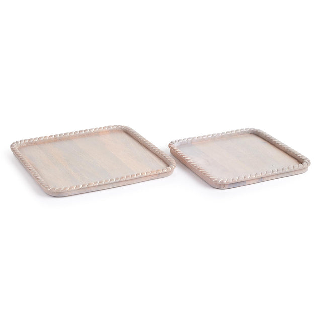 Napa Whitewash LANGLEY SQUARE TRAYS, SET OF 2