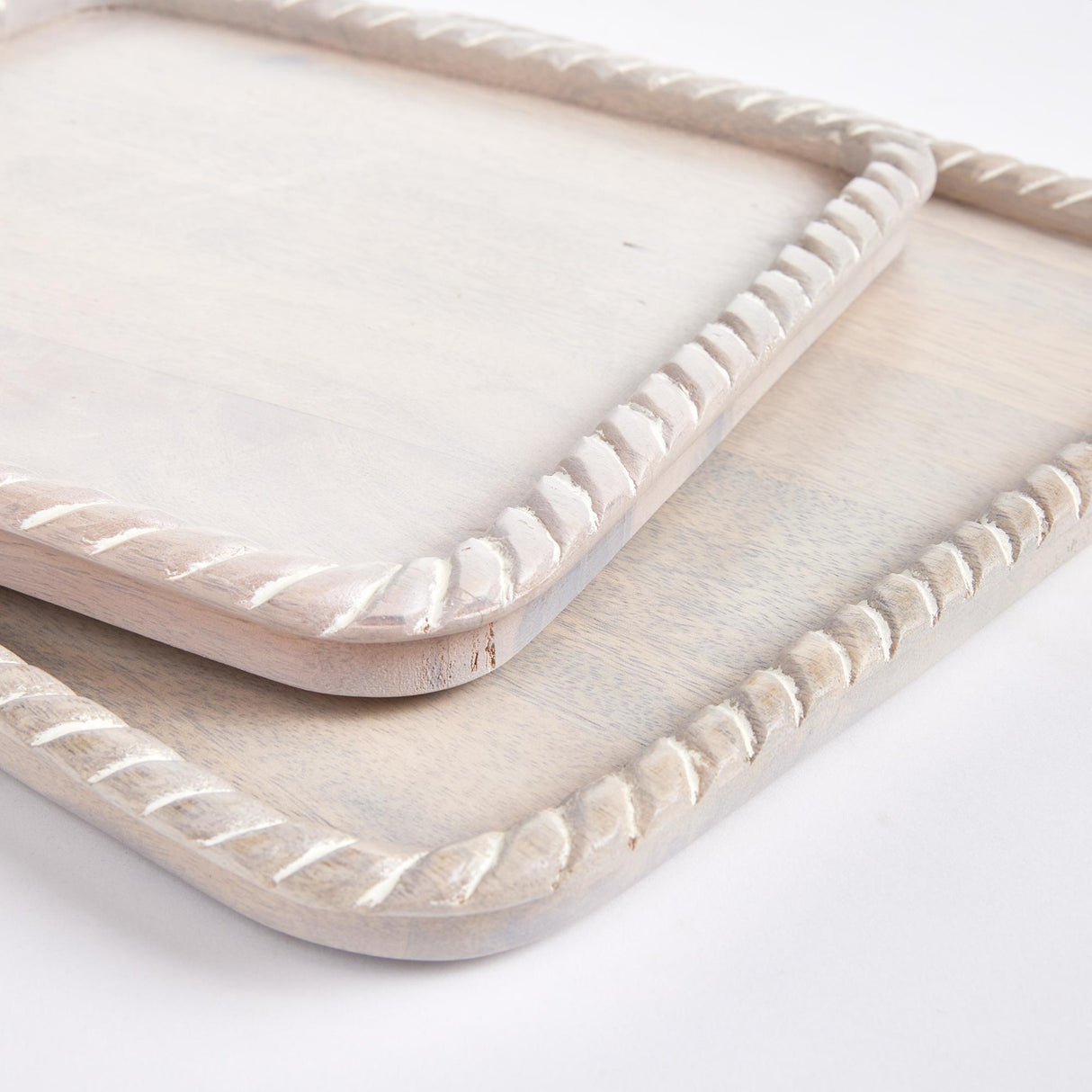 Napa Whitewash LANGLEY SQUARE TRAYS, SET OF 2