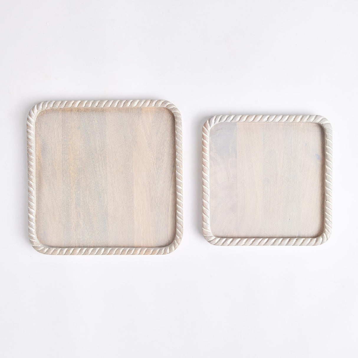Napa Whitewash LANGLEY SQUARE TRAYS, SET OF 2
