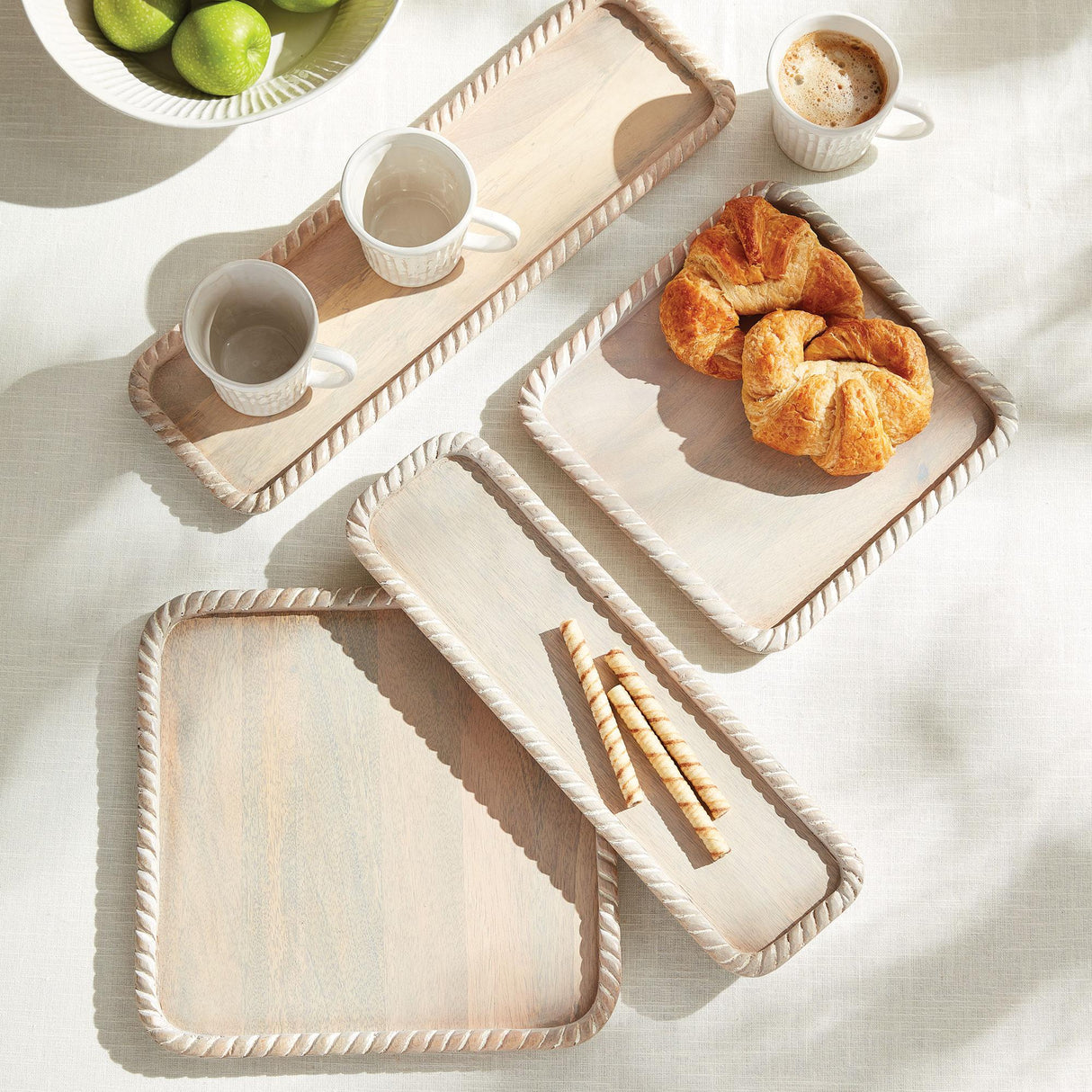 Napa Whitewash LANGLEY SQUARE TRAYS, SET OF 2