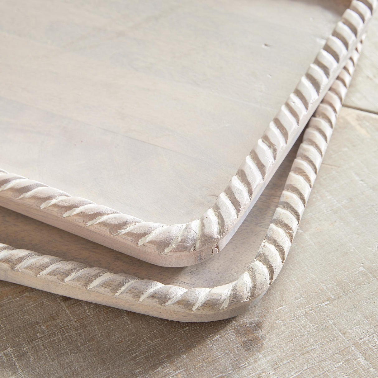 Napa Whitewash LANGLEY SQUARE TRAYS, SET OF 2