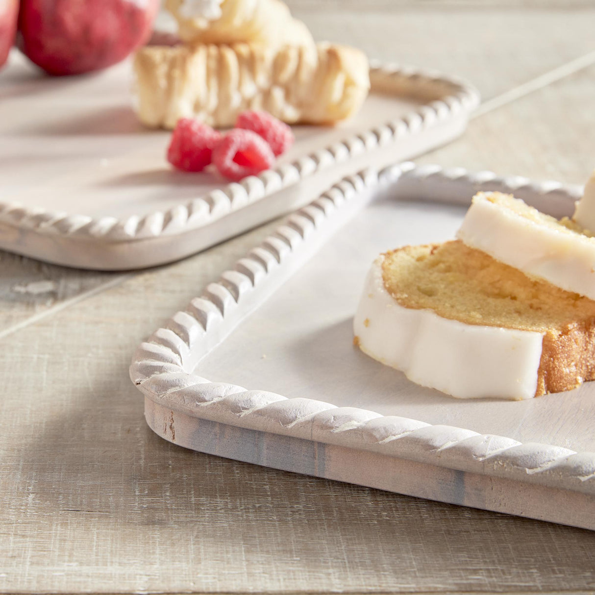 Napa Whitewash LANGLEY SQUARE TRAYS, SET OF 2