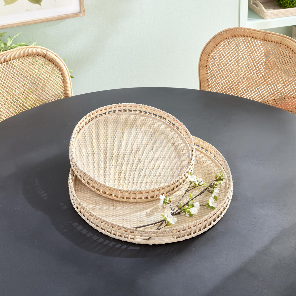 Napa Whitewash BARRI TRAYS, SET OF 2