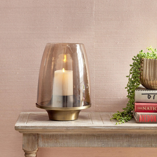 Napa Antique Brass/Bronze Luster Hammered Glass ORLI HURRICANE LARGE