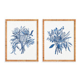 Napa Rattan wrapped frame BANKSIA BOUQUET PRINTS, SET OF 2