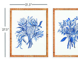 Napa Rattan wrapped frame BANKSIA BOUQUET PRINTS, SET OF 2