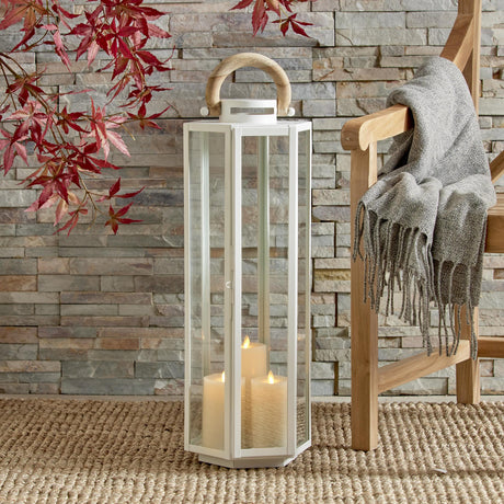 Napa White/Natural DOCKSIDE OUTDOOR LANTERN LARGE