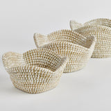 Napa White/Natural RIVERGRASS LOTUS BASKETS, SET OF 3