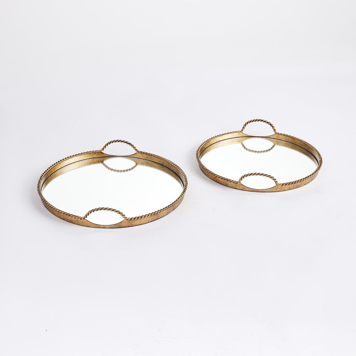 Napa Antique Gold BRAIDEN DECORATIVE MIRRORED TRAYS, SET OF 2