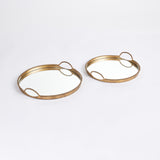 Napa Antique Gold BRAIDEN DECORATIVE MIRRORED TRAYS, SET OF 2