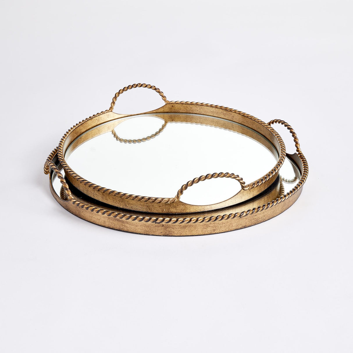 Napa Antique Gold BRAIDEN DECORATIVE MIRRORED TRAYS, SET OF 2