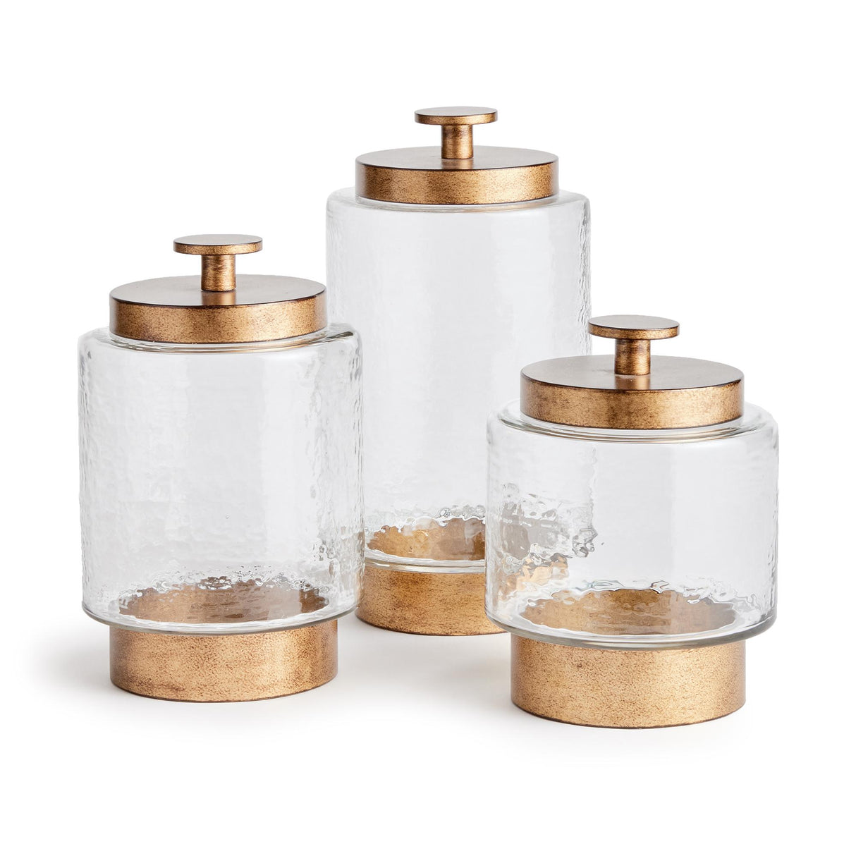 Napa Antique Gold/Hammered Glass BRAIDEN CANISTERS, SET OF 3