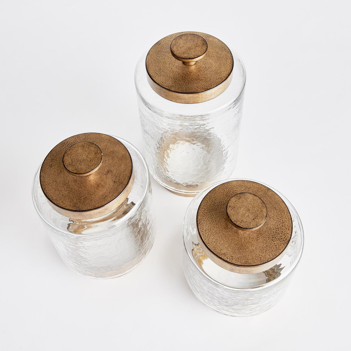 Napa Antique Gold/Hammered Glass BRAIDEN CANISTERS, SET OF 3