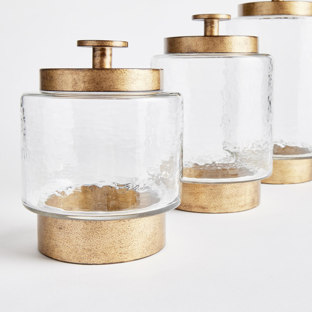 Napa Antique Gold/Hammered Glass BRAIDEN CANISTERS, SET OF 3