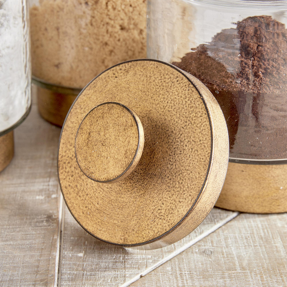 Napa Antique Gold/Hammered Glass BRAIDEN CANISTERS, SET OF 3