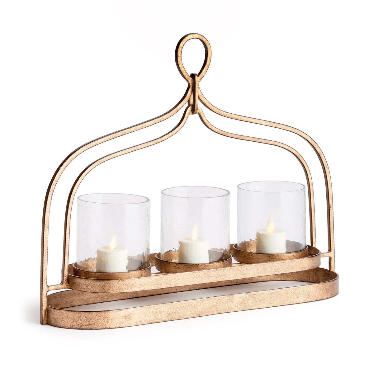 Napa Antique Gold/Hammered Glass AMARA 3-CANDLE HURRICANE