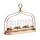 Napa Antique Gold/Hammered Glass AMARA 3-CANDLE HURRICANE