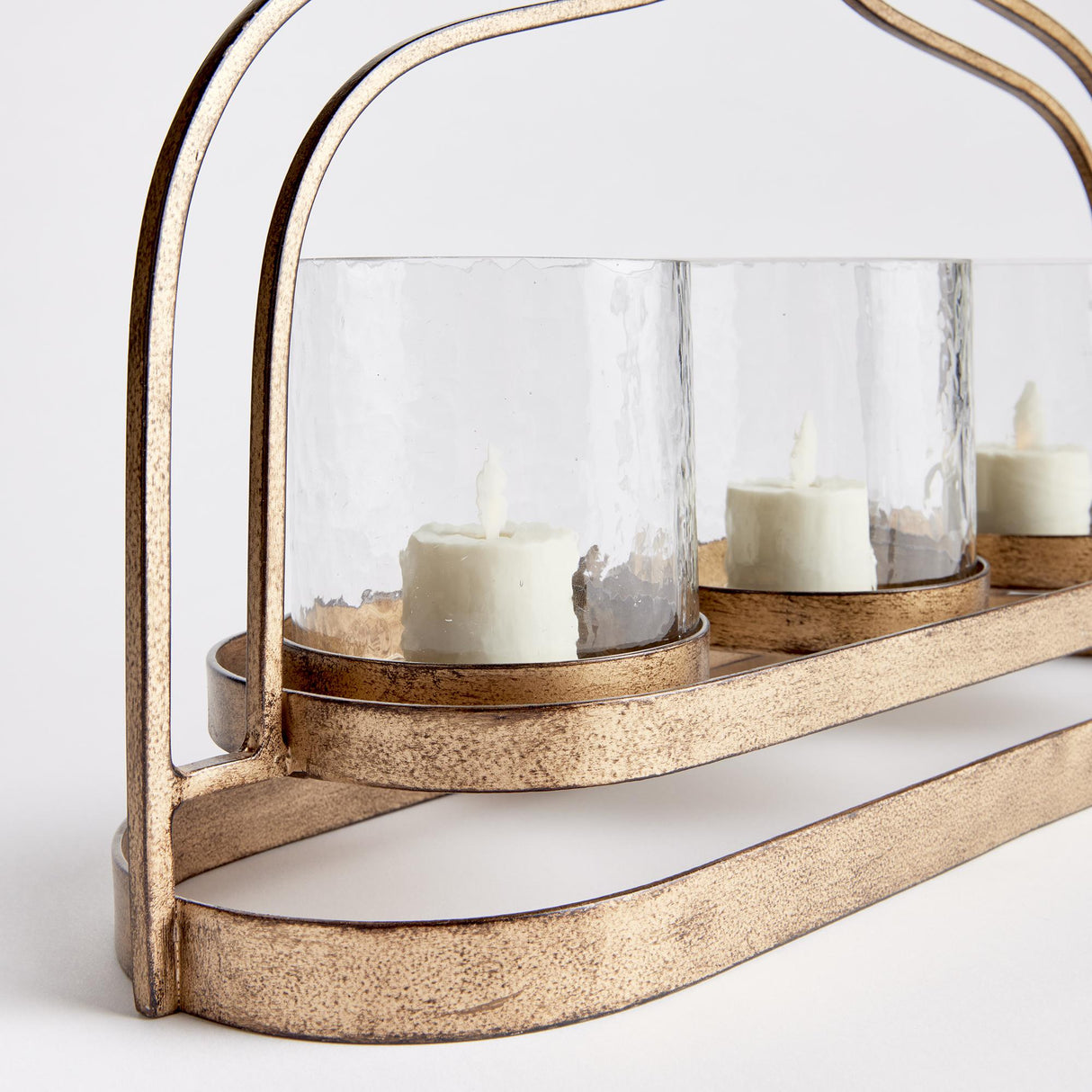 Napa Antique Gold/Hammered Glass AMARA 3-CANDLE HURRICANE