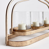 Napa Antique Gold/Hammered Glass AMARA 3-CANDLE HURRICANE