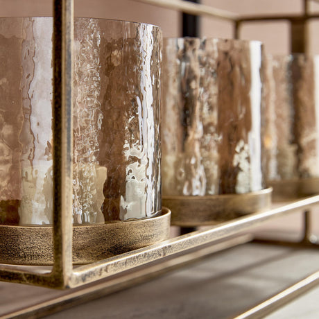 Napa Antique Gold/Hammered Luster Glass WESLEY 3-CANDLE HURRICANE