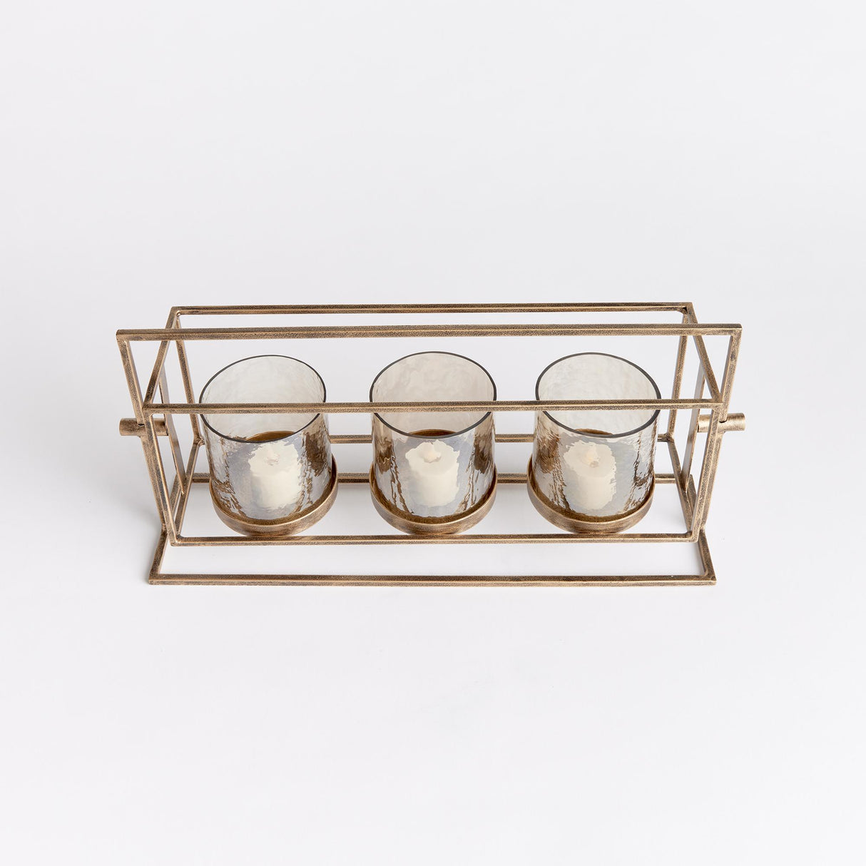 Napa Antique Gold/Hammered Luster Glass WESLEY 3-CANDLE HURRICANE