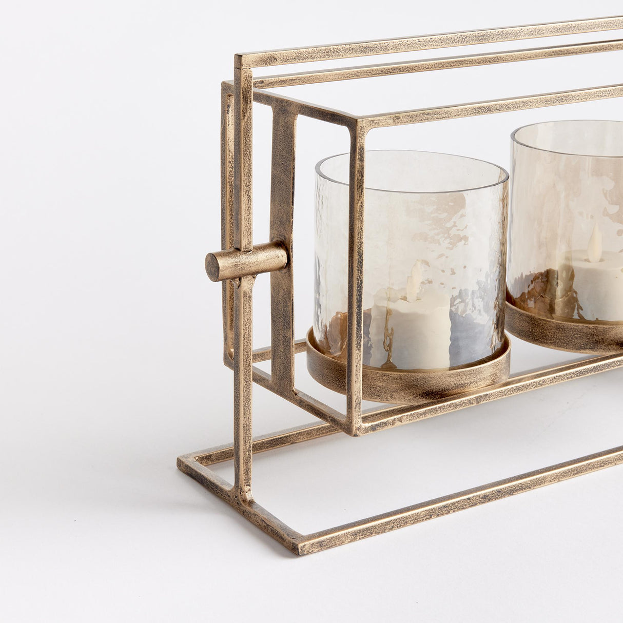 Napa Antique Gold/Hammered Luster Glass WESLEY 3-CANDLE HURRICANE