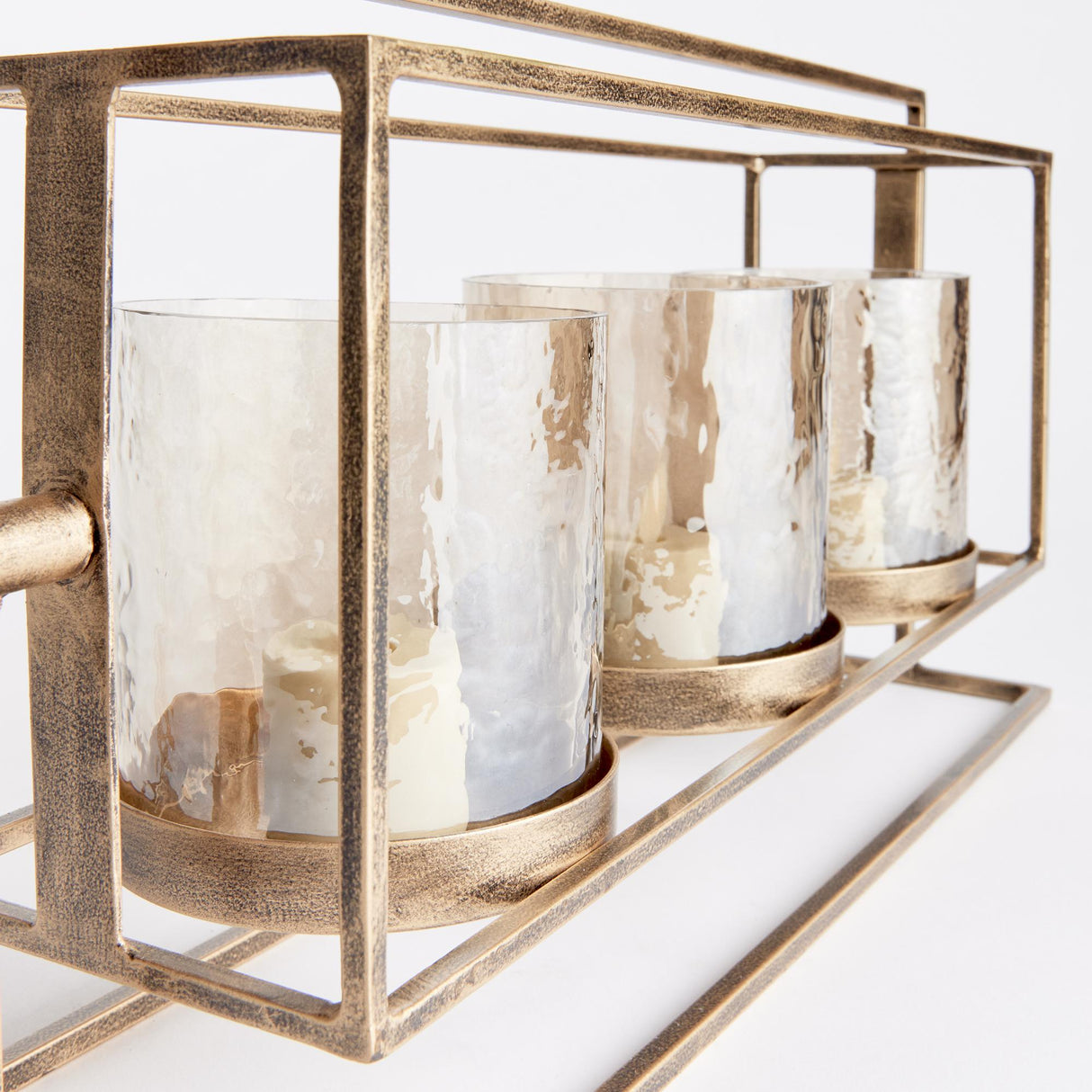 Napa Antique Gold/Hammered Luster Glass WESLEY 3-CANDLE HURRICANE