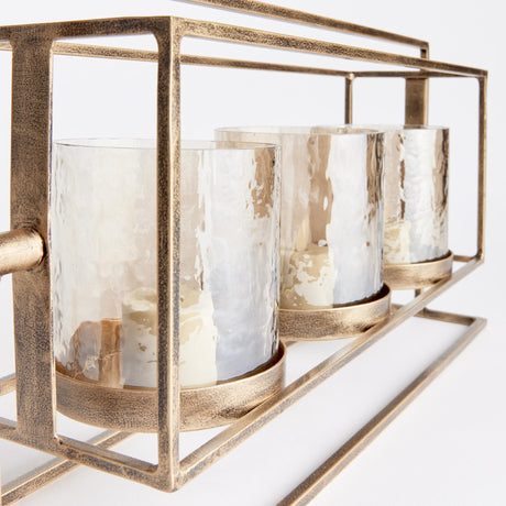 Napa Antique Gold/Hammered Luster Glass WESLEY 3-CANDLE HURRICANE