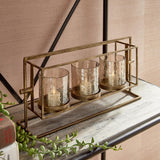 Napa Antique Gold/Hammered Luster Glass WESLEY 3-CANDLE HURRICANE