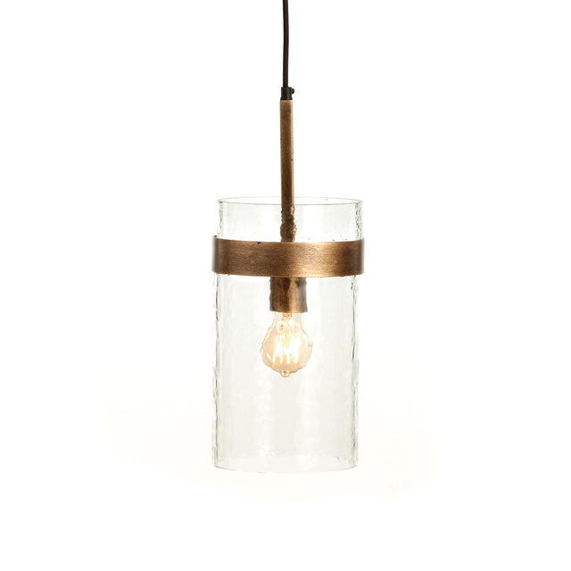 Napa Antique Gold/Hammered Glass TREY PENDANT
