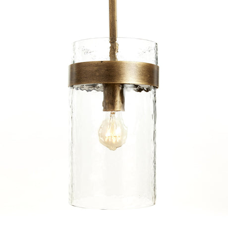 Napa Antique Gold/Hammered Glass TREY PENDANT