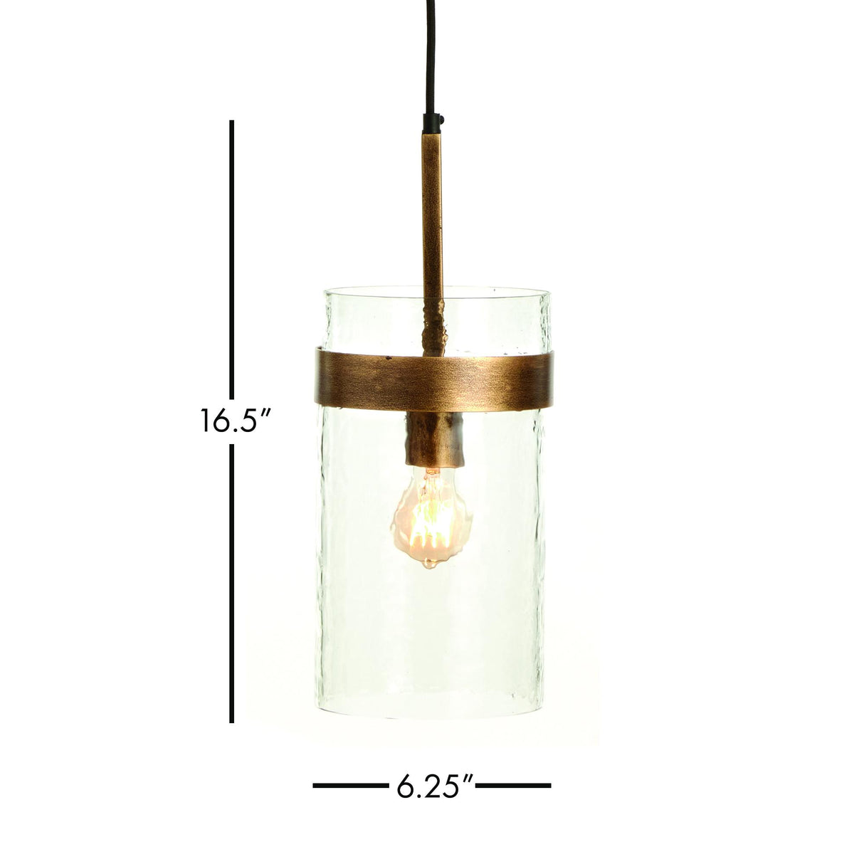 Napa Antique Gold/Hammered Glass TREY PENDANT