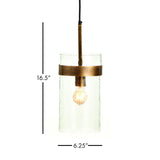 Napa Antique Gold/Hammered Glass TREY PENDANT