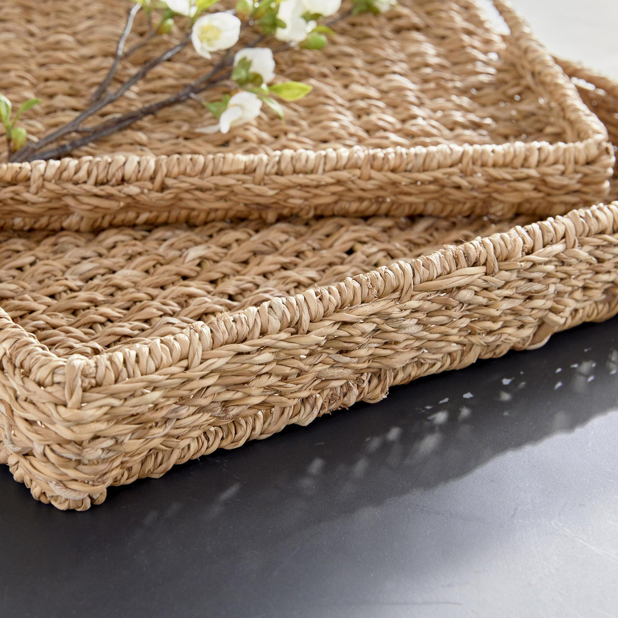 Napa Natural SEAGRASS RECTANGULAR TRAYS, SET OF 2