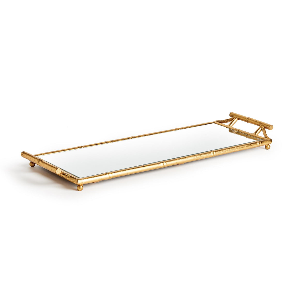 Napa Antique Gold/Mirrored Glass DAPHNE NARROW MIRRORED TRAY WITH HANDLES