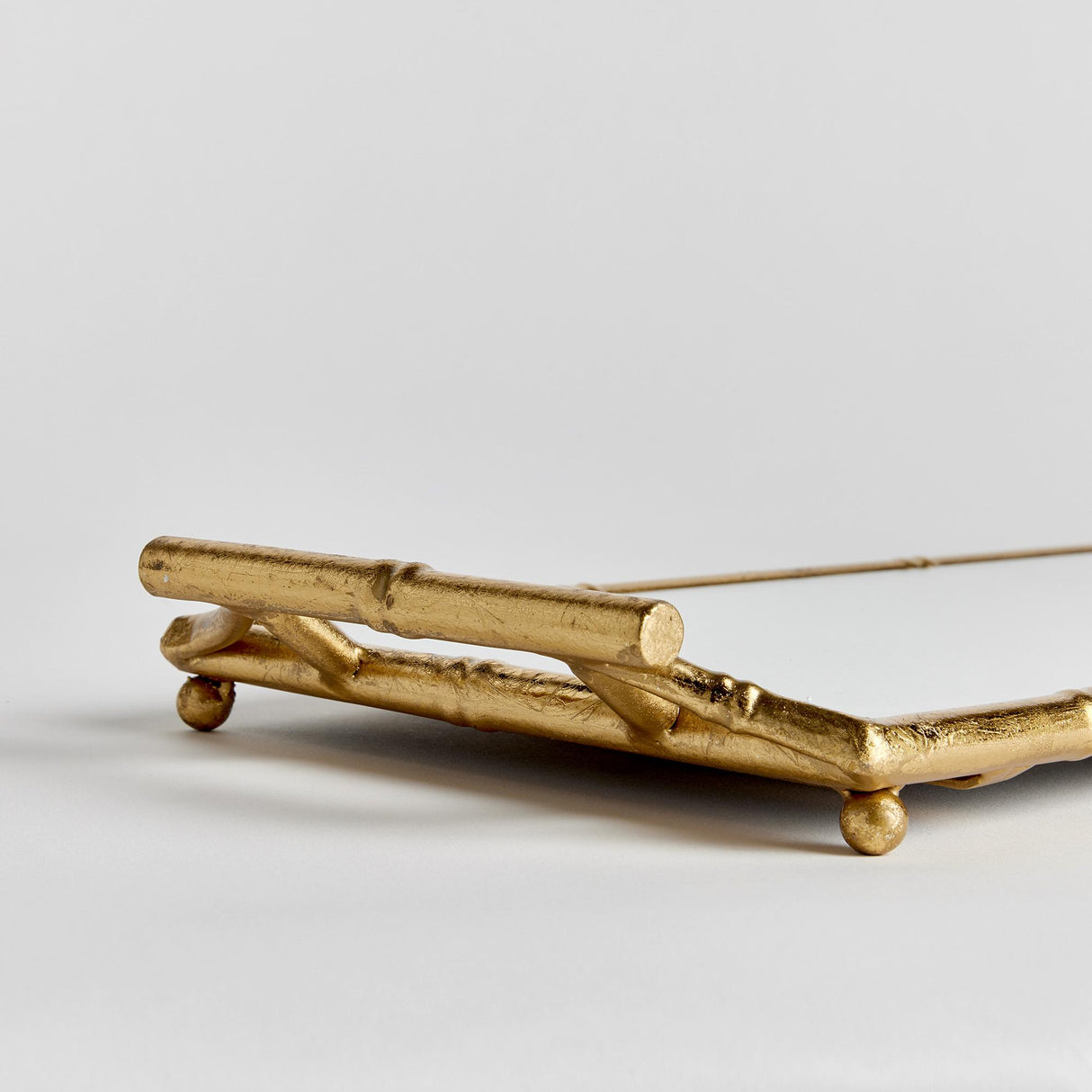 Napa Antique Gold/Mirrored Glass DAPHNE NARROW MIRRORED TRAY WITH HANDLES