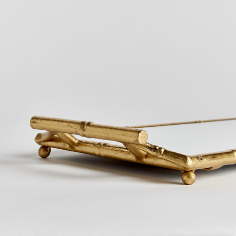 Napa Antique Gold/Mirrored Glass DAPHNE NARROW MIRRORED TRAY WITH HANDLES