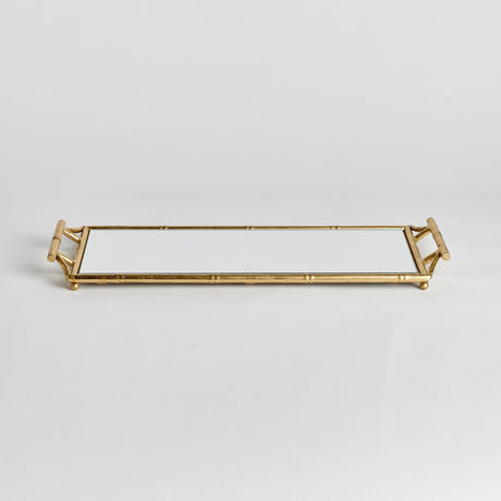 Napa Antique Gold/Mirrored Glass DAPHNE NARROW MIRRORED TRAY WITH HANDLES