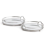 Napa Antique Silver/Mirrored Glass HUDSON MIRRORED TRAYS, SET OF 2