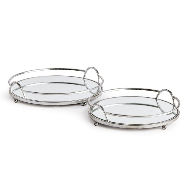 Napa Antique Silver/Mirrored Glass HUDSON MIRRORED TRAYS, SET OF 2