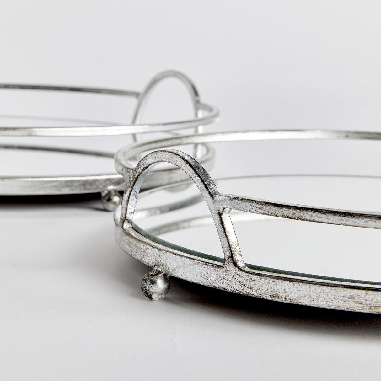 Napa Antique Silver/Mirrored Glass HUDSON MIRRORED TRAYS, SET OF 2