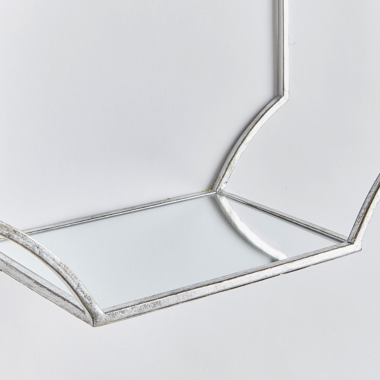 Napa Antique Silver/Mirrored Glass HUDSON MIRRORED WALL SHELVES, SET OF 3