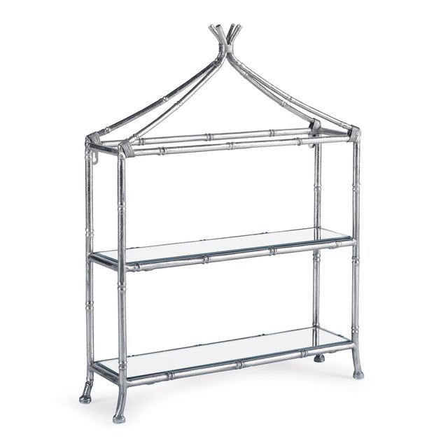 Napa Antique Silver/Mirrored Glass DAPHNE 2-TIER CURIO SHELF