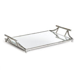 Napa Antique Silver/Mirrored Glass DAPHNE MIRRORED TRAY WITH HANDLES