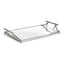Napa Antique Silver/Mirrored Glass DAPHNE MIRRORED TRAY WITH HANDLES