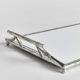 Napa Antique Silver/Mirrored Glass DAPHNE MIRRORED TRAY WITH HANDLES